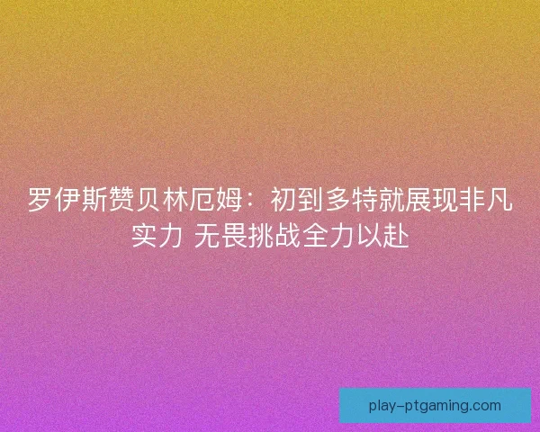 罗伊斯赞贝林厄姆：初到多特就展现非凡实力 无畏挑战全力以赴